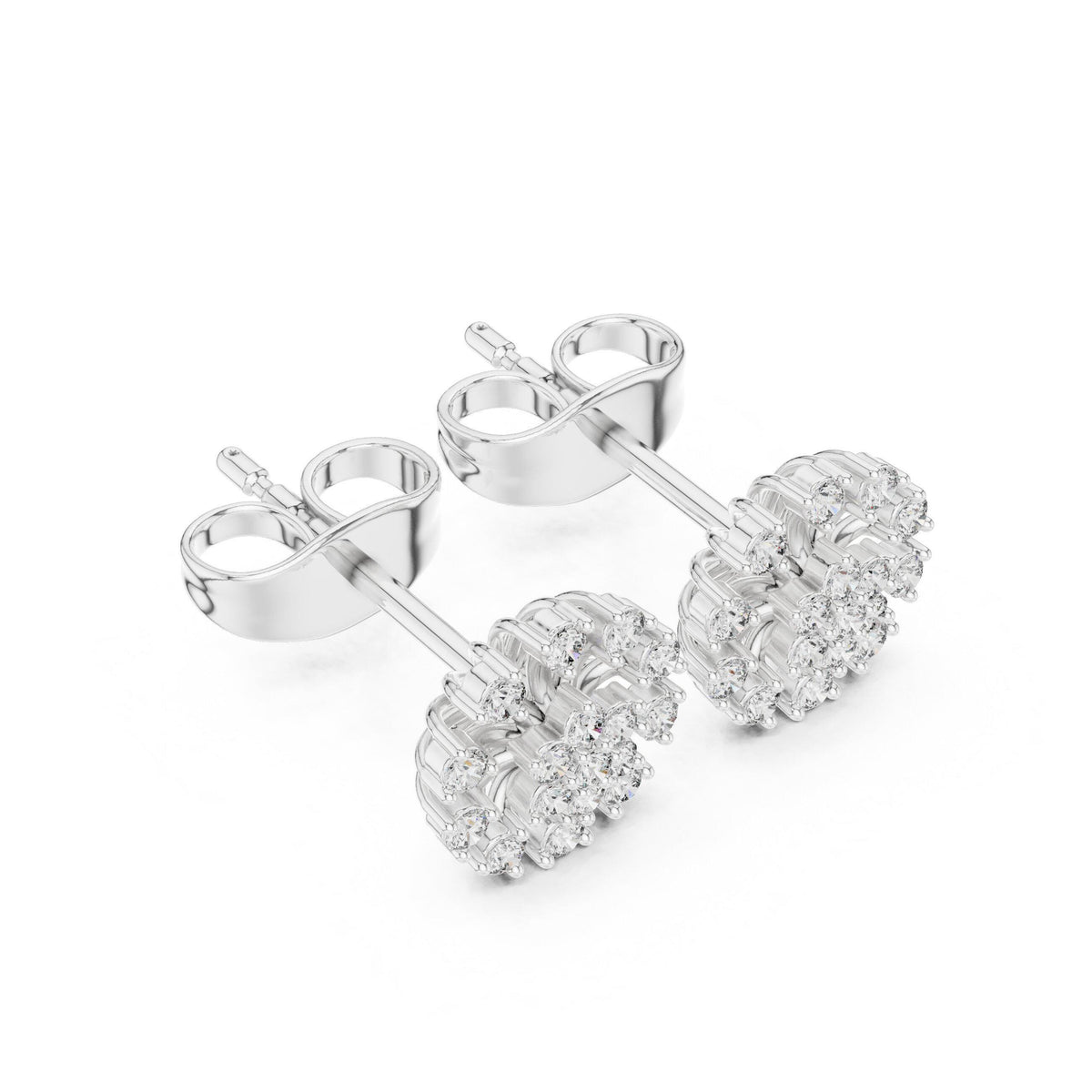 Moissanite Pavé Daisy Stud Earrings – 925 Sterling Silver, 18K Gold Vermeil