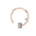 Emerald-Cut Moissanite Open Circle Pendant Necklace – 925 Sterling Silver, 18K Gold Vermeil