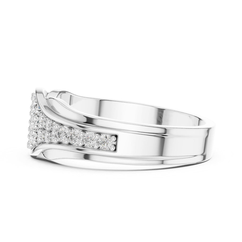 Wide Wave-Band Pavé Moissanite Ring – 925 Sterling Silver, 18K Gold Vermeil