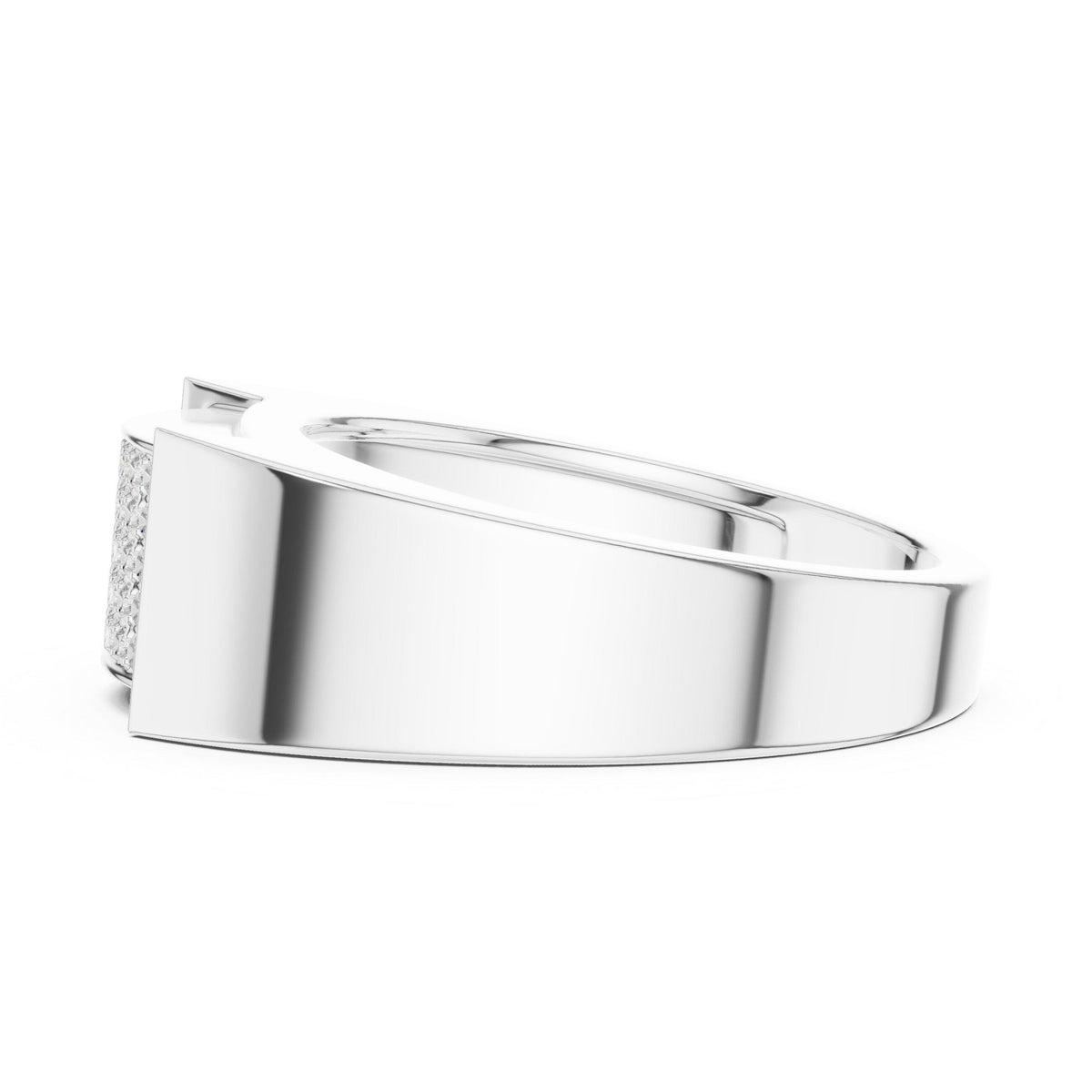 Men's Pavé Moissanite Signet Ring – 925 Sterling Silver, 18K Gold Vermeil