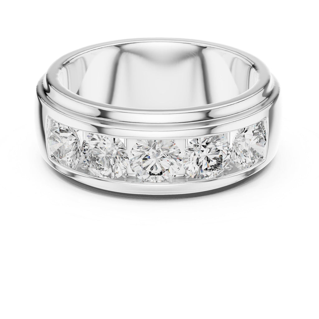 Wide Channel-Set Moissanite Band – 925 Sterling Silver, 18K Gold Vermeil