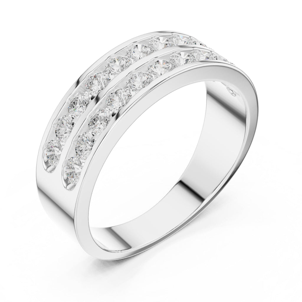 Men's Double-Row Channel-Set Moissanite Band – 925 Sterling Silver, 18K Gold Vermeil
