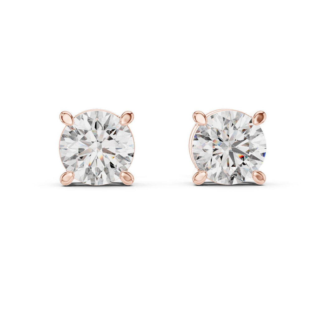 7mm Round Moissanite Four-Prong Stud Earrings – 925 Sterling Silver, 18K Gold Vermeil