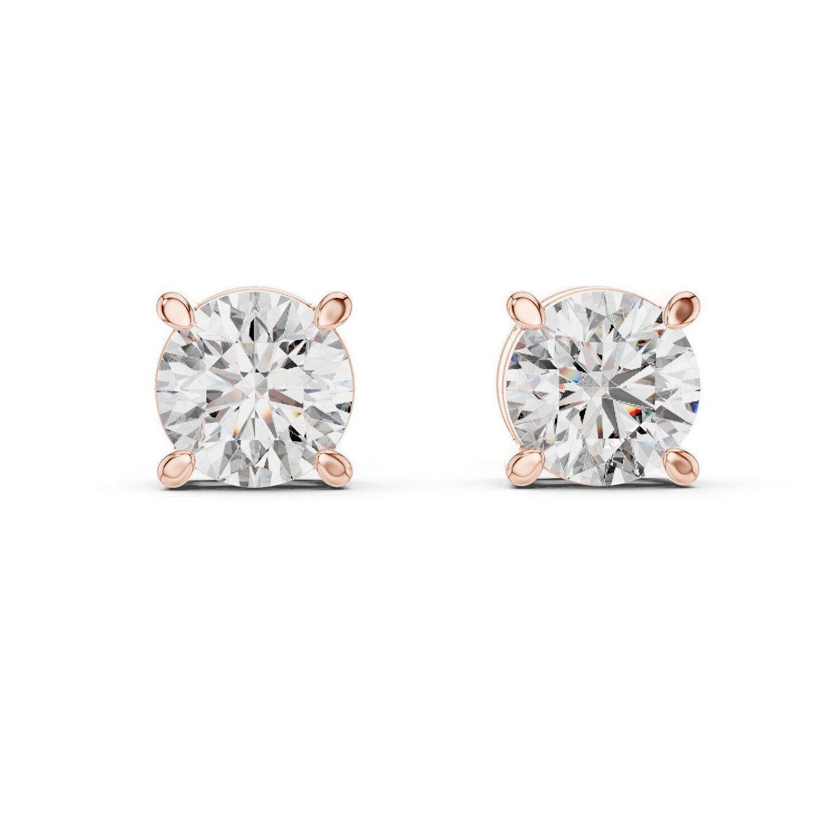 7mm Round Moissanite Four-Prong Stud Earrings – 925 Sterling Silver, 18K Gold Vermeil