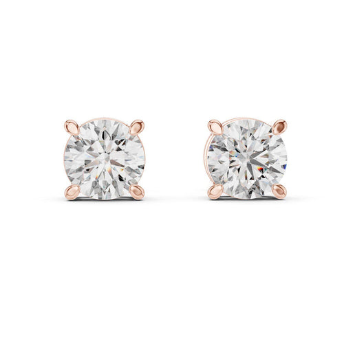 7mm Round Moissanite Four-Prong Stud Earrings – 925 Sterling Silver, 18K Gold Vermeil