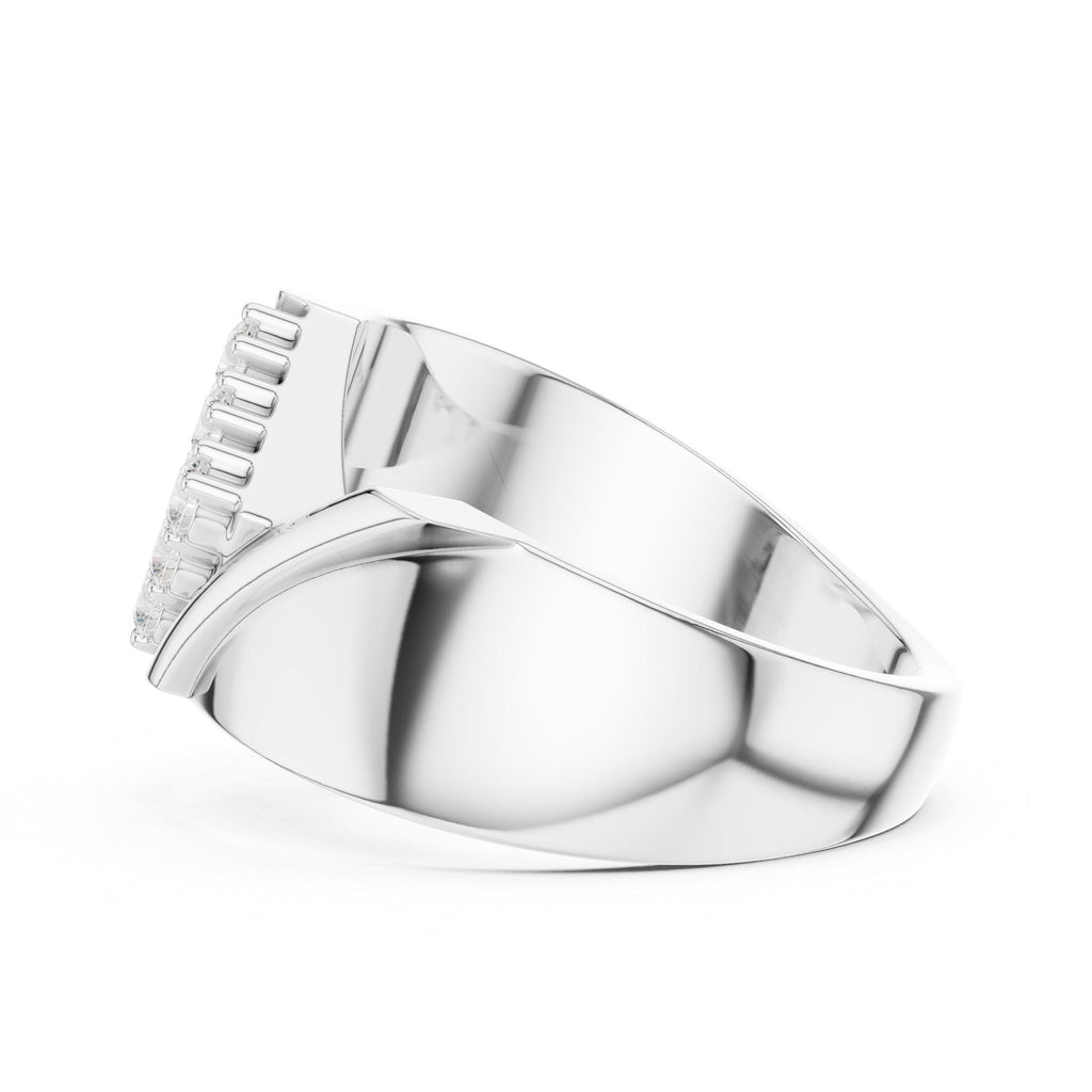 Men's Twisted Bypass Ring with Square Pavé Cluster – 925 Sterling Silver, 18K Gold Vermeil