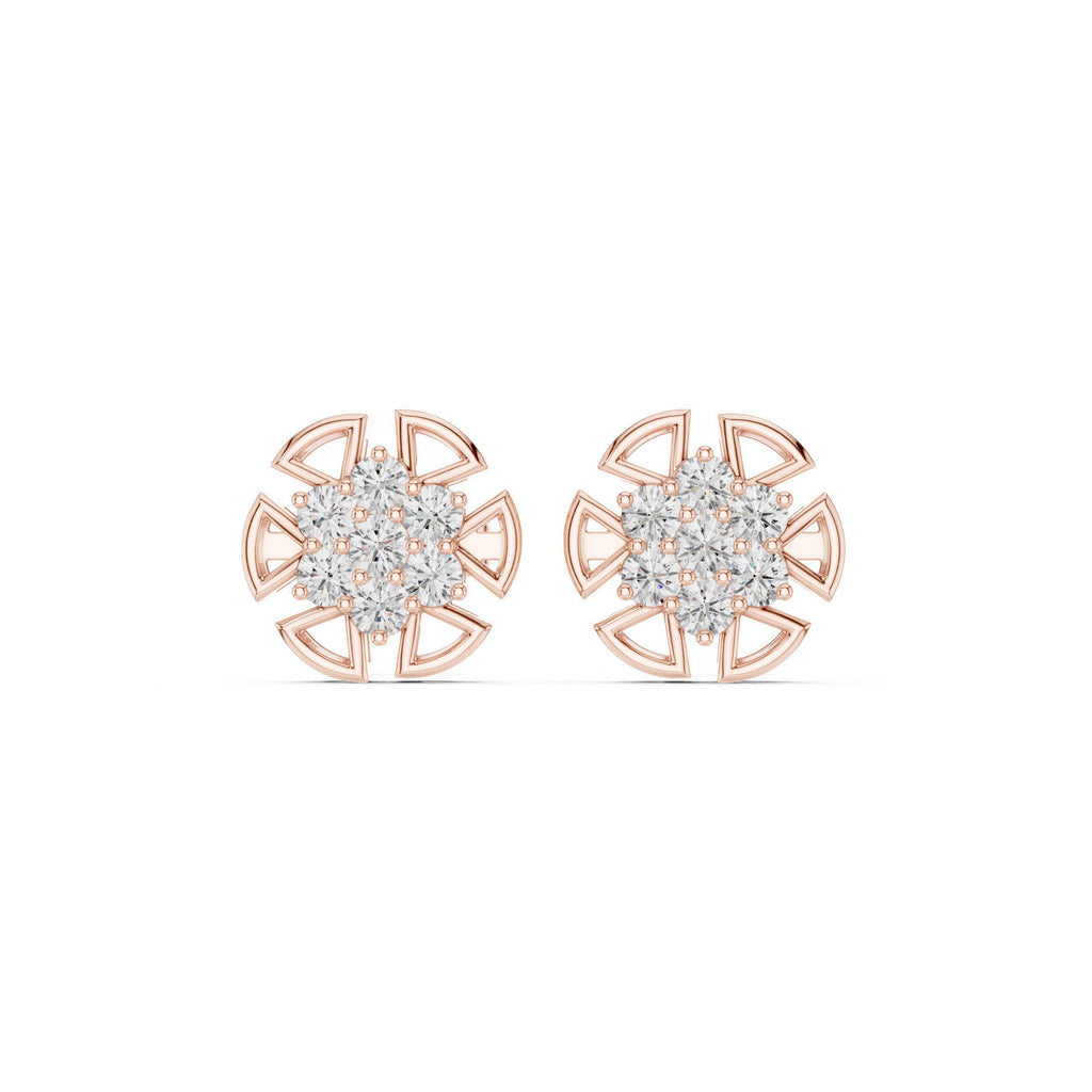 Round Moissanite Medallion Cluster Stud Earrings – 925 Sterling Silver, 18K Gold Vermeil