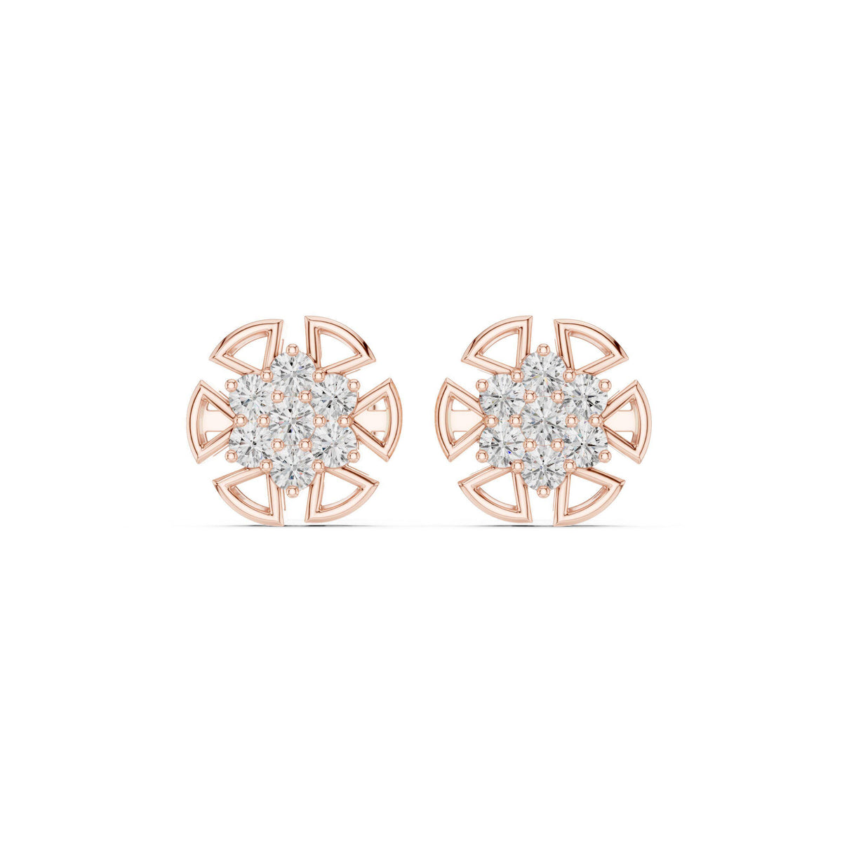 Round Moissanite Medallion Cluster Stud Earrings – 925 Sterling Silver, 18K Gold Vermeil