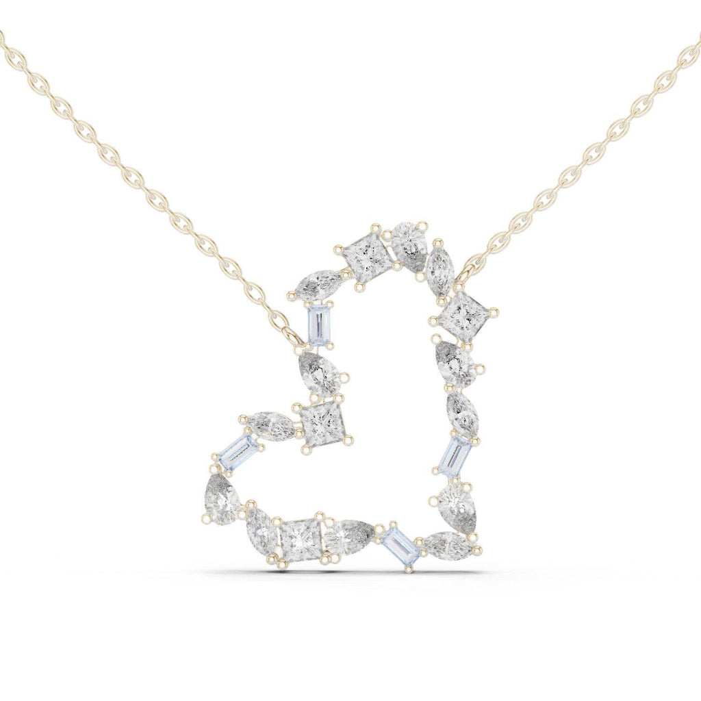 Pear & Baguette Moissanite V Necklace – 925 Sterling Silver, 18K Gold Vermeil