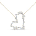 Pear & Baguette Moissanite V Necklace – 925 Sterling Silver, 18K Gold Vermeil