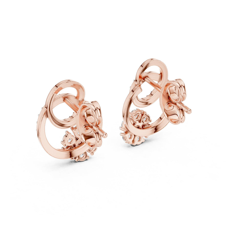Moissanite Pavé Interlocking Circle Stud Earrings – 925 Sterling Silver, 18K Gold Vermeil