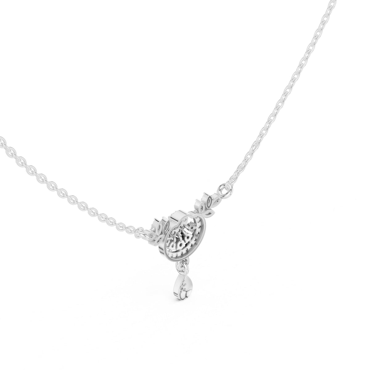 Moissanite Filigree Medallion Drop Necklace – 925 Sterling Silver, 18K Gold Vermeil