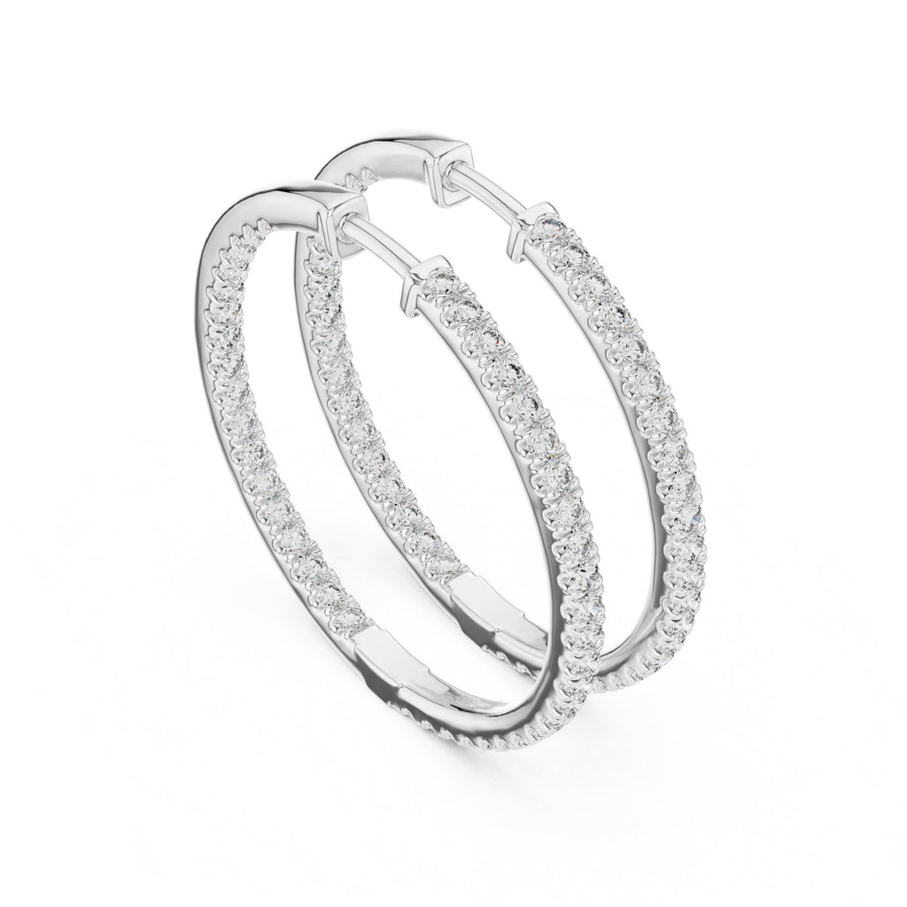 Moissanite Inside-Out Pavé Hoop Earrings – 925 Sterling Silver, 18K Gold Vermeil