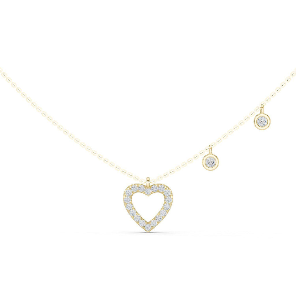 Heart Moissanite Pendant Necklace with Round Charms – 925 Sterling Silver, 18K Gold Vermeil
