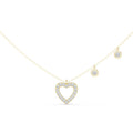 Heart Moissanite Pendant Necklace with Round Charms – 925 Sterling Silver, 18K Gold Vermeil