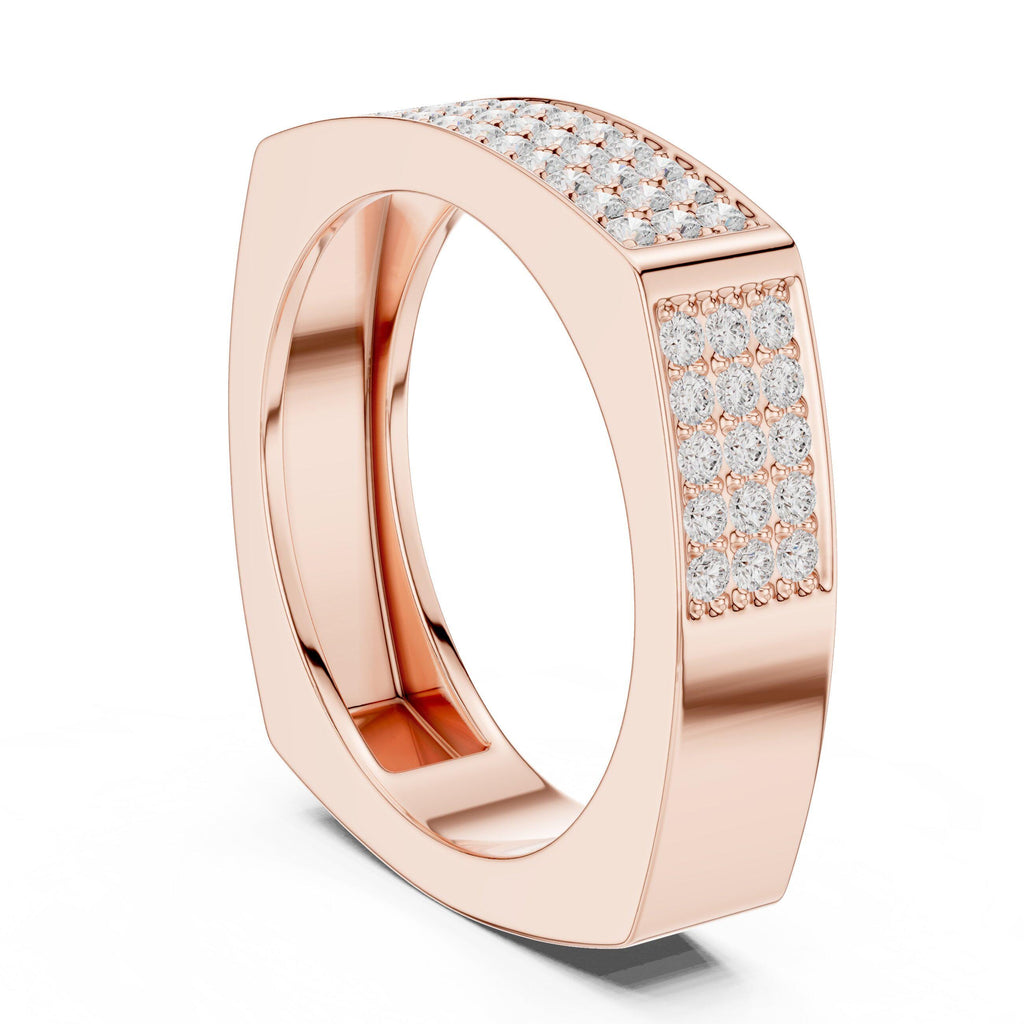 Men's Square-Profile Pavé Moissanite Band – 925 Sterling Silver, 18K Gold Vermeil