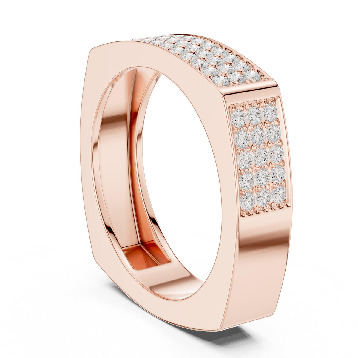 Men's Square-Profile Pavé Moissanite Band – 925 Sterling Silver, 18K Gold Vermeil
