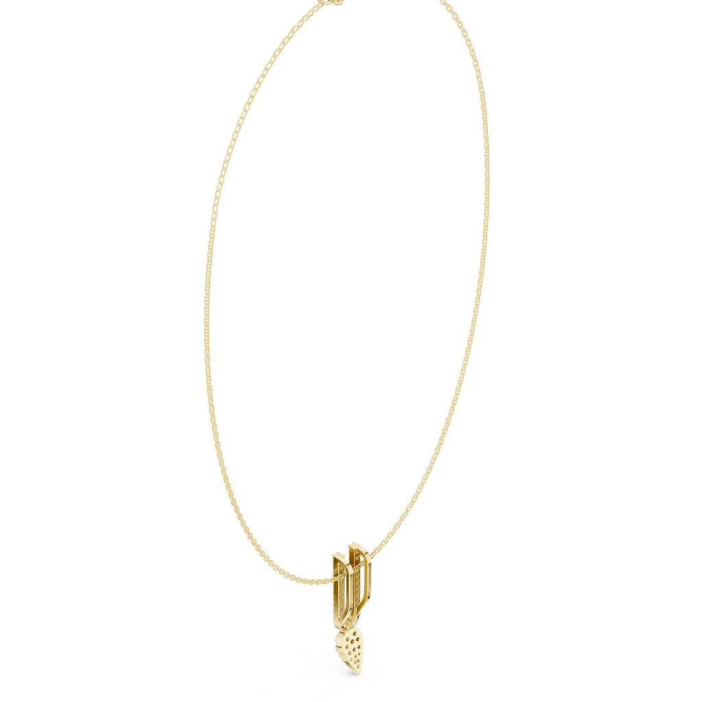 Moissanite Pavé Leaf & Bar Pendant Necklace – 925 Sterling Silver, 18K Gold Vermeil