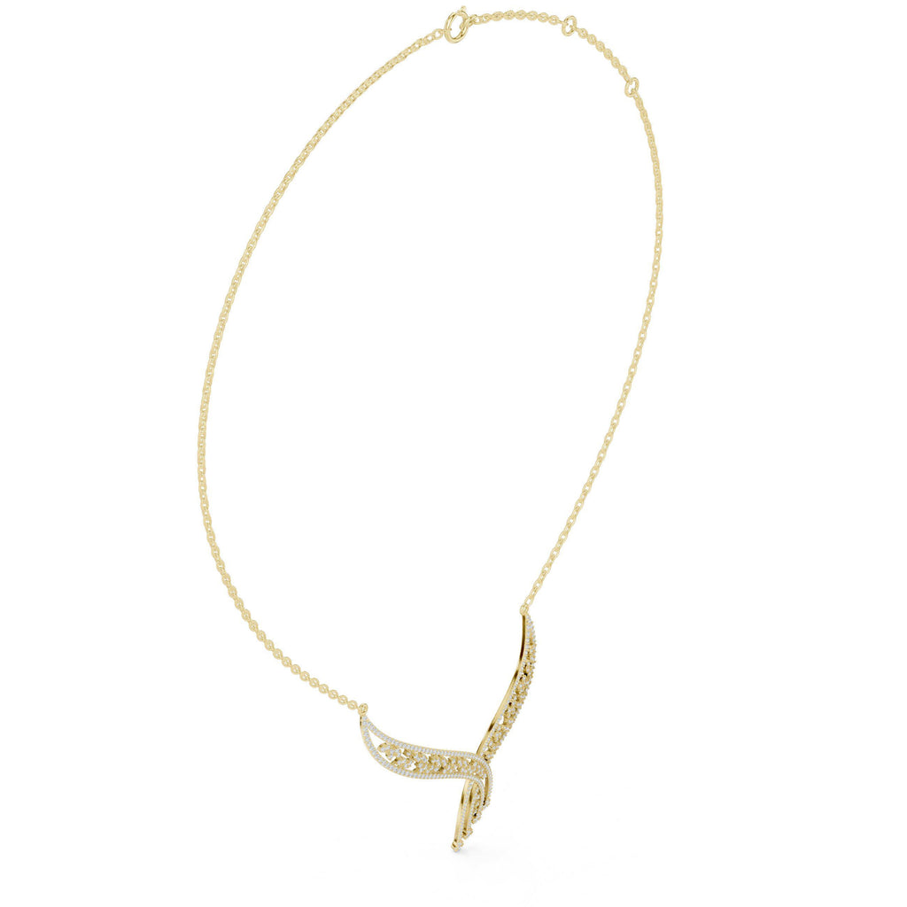 Moissanite Pavé Swirl Ribbon Necklace – 925 Sterling Silver, 18K Gold Vermeil