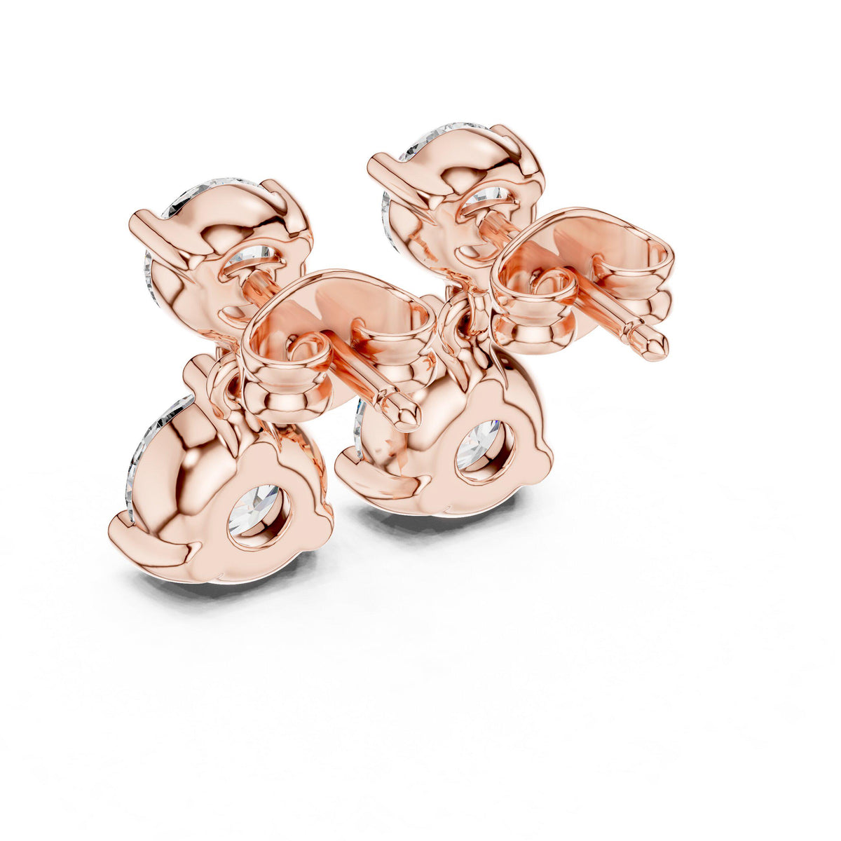 Round Two-Stone Moissanite Drop Earrings – 925 Sterling Silver, 18K Gold Vermeil
