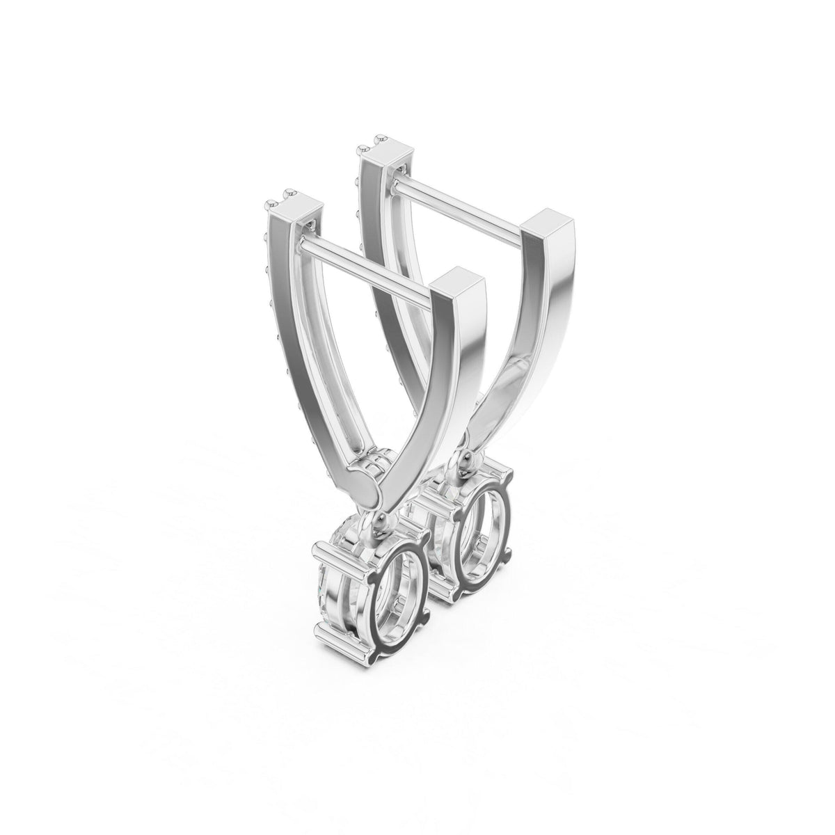 Emerald-Cut Moissanite Hoop Drop Earrings – 925 Sterling Silver, 18K Gold Vermeil