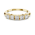 Princess-Cut Moissanite Five-Stone Band – 925 Sterling Silver, 18K Gold Vermeil