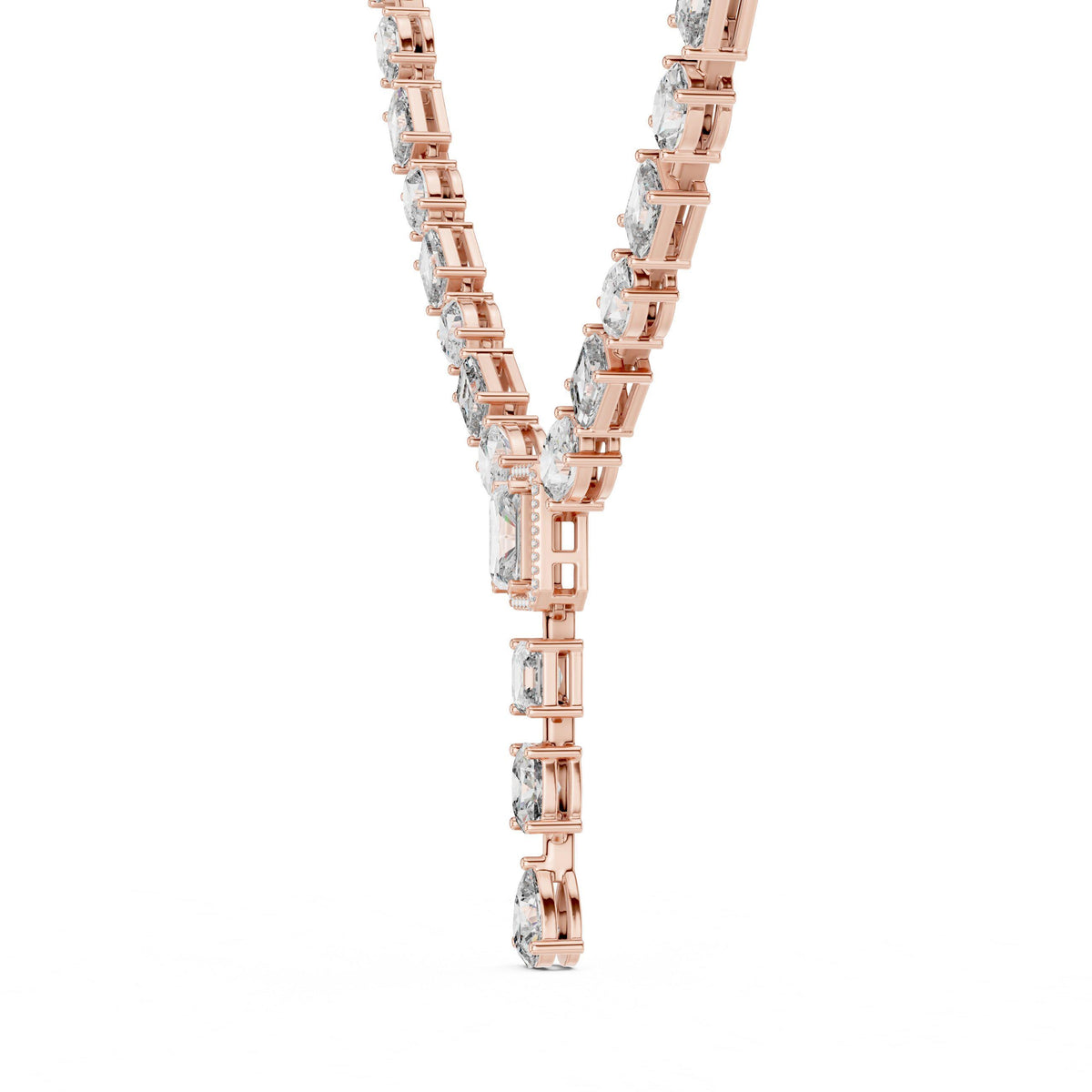 Mixed-Cut Moissanite Y-Drop Tennis Necklace – 925 Sterling Silver, 18K Gold Vermeil
