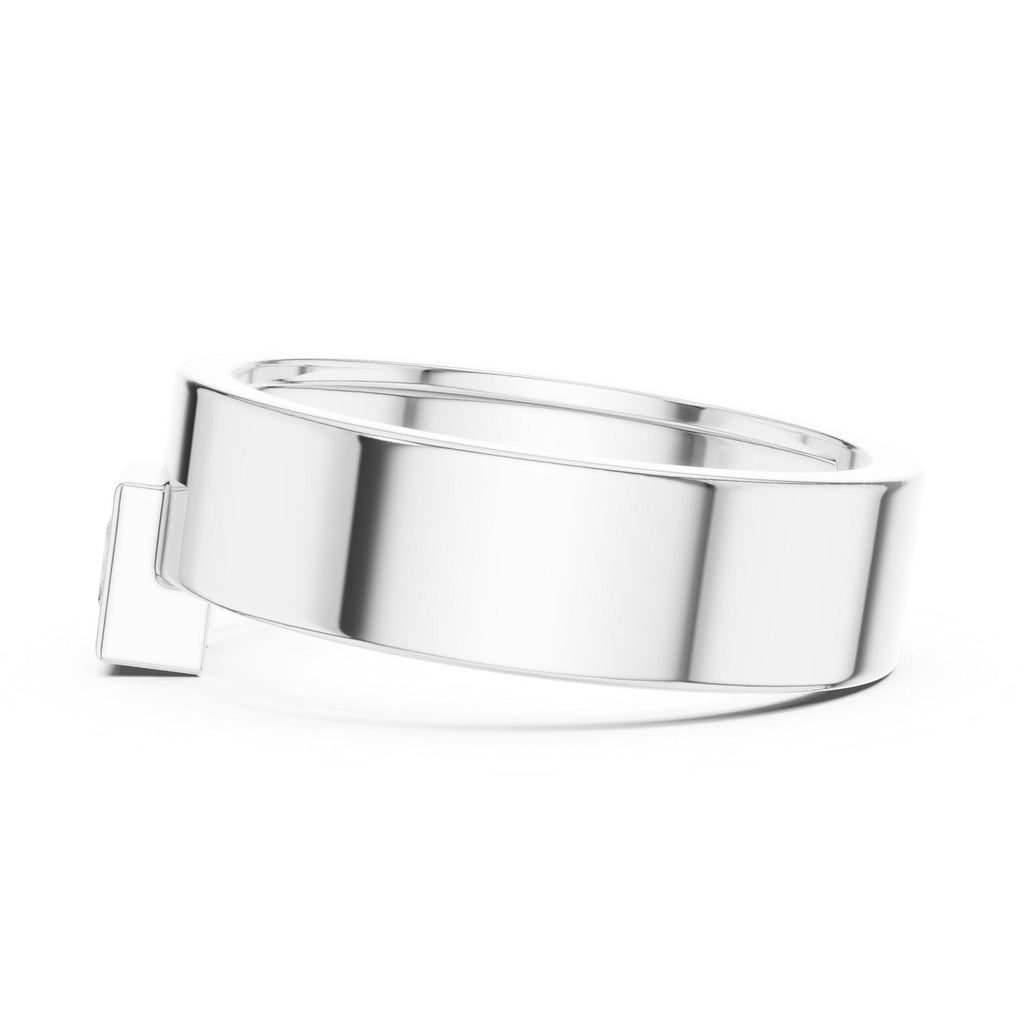 Men's Princess-Cut Moissanite Ring, Wide Flat Band – 925 Sterling Silver, 18K Gold Vermeil