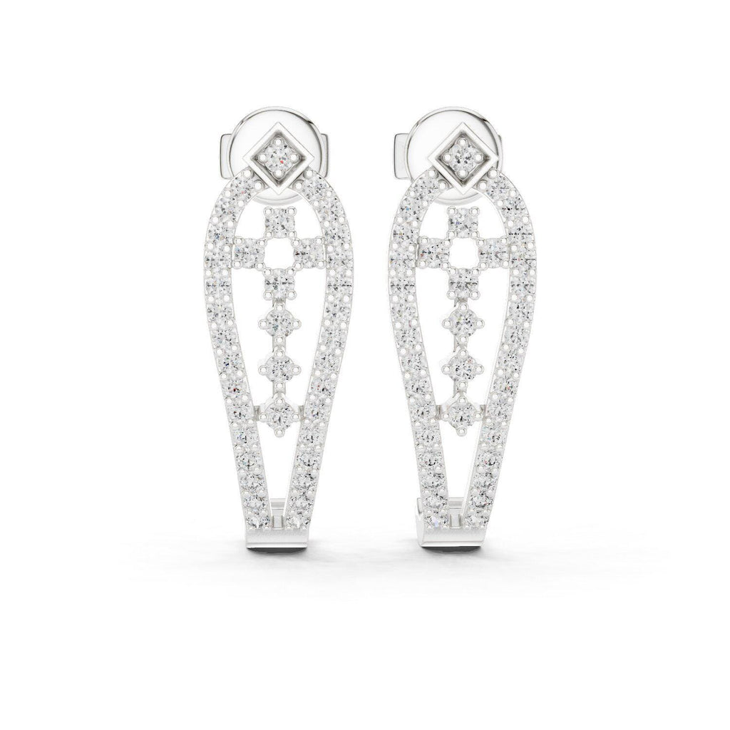 Moissanite Pavé Open Teardrop Earrings – 925 Sterling Silver, 18K Gold Vermeil
