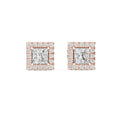 Princess Moissanite Square Halo Stud Earrings – 925 Sterling Silver, 18K Gold Vermeil