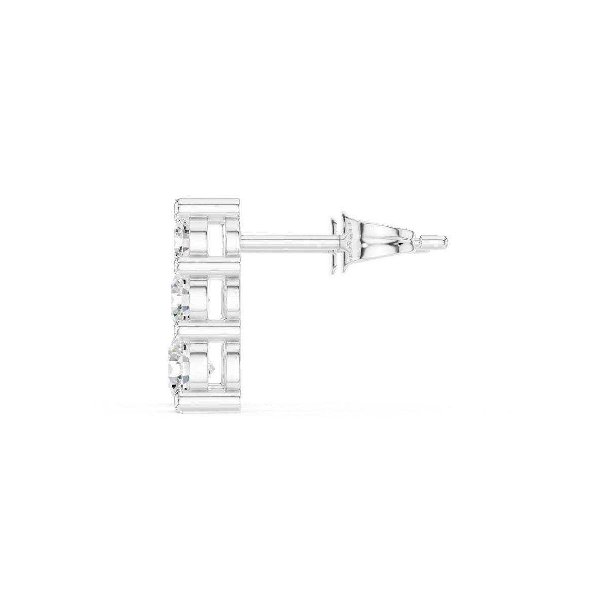 Moissanite Vertical Three-Stone Stud Earrings – 925 Sterling Silver, 18K Gold Vermeil
