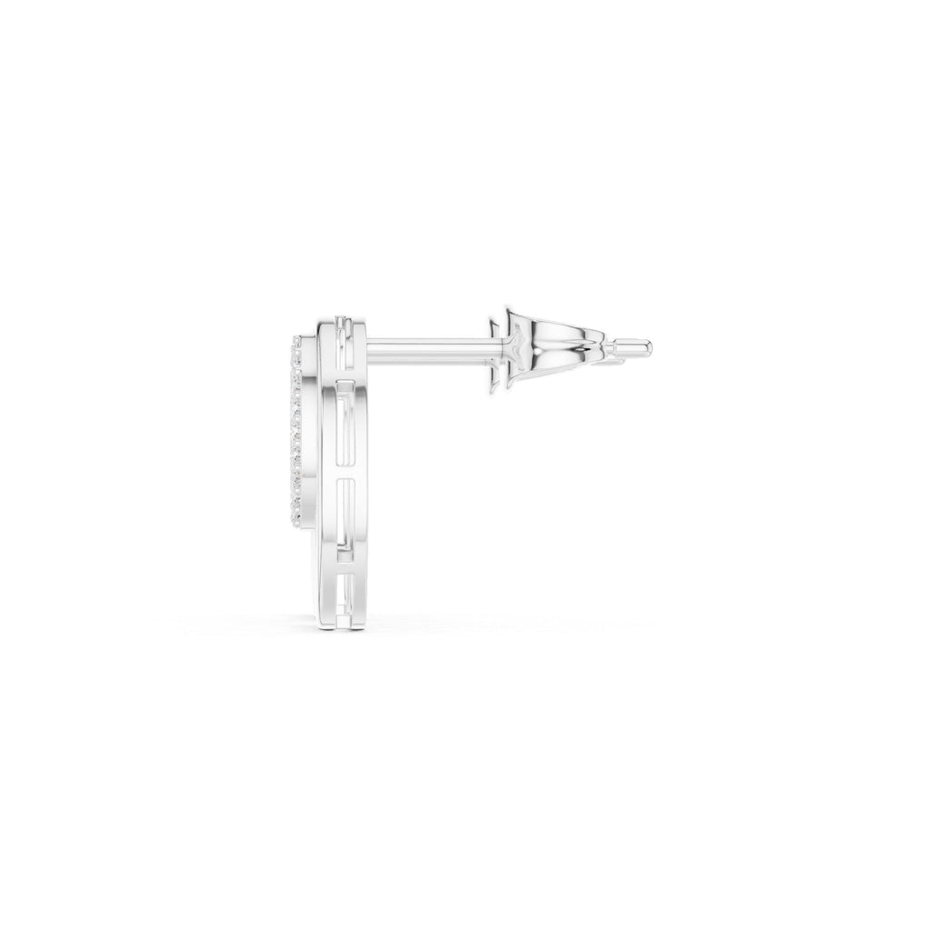 Moissanite Pavé Oval Disc Stud Earrings – 925 Sterling Silver, 18K Gold Vermeil