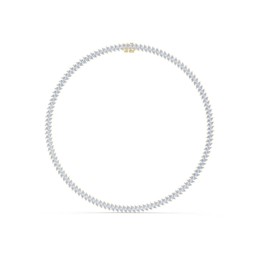 Marquise Moissanite Tennis Necklace – 925 Sterling Silver, 18K Gold Vermeil
