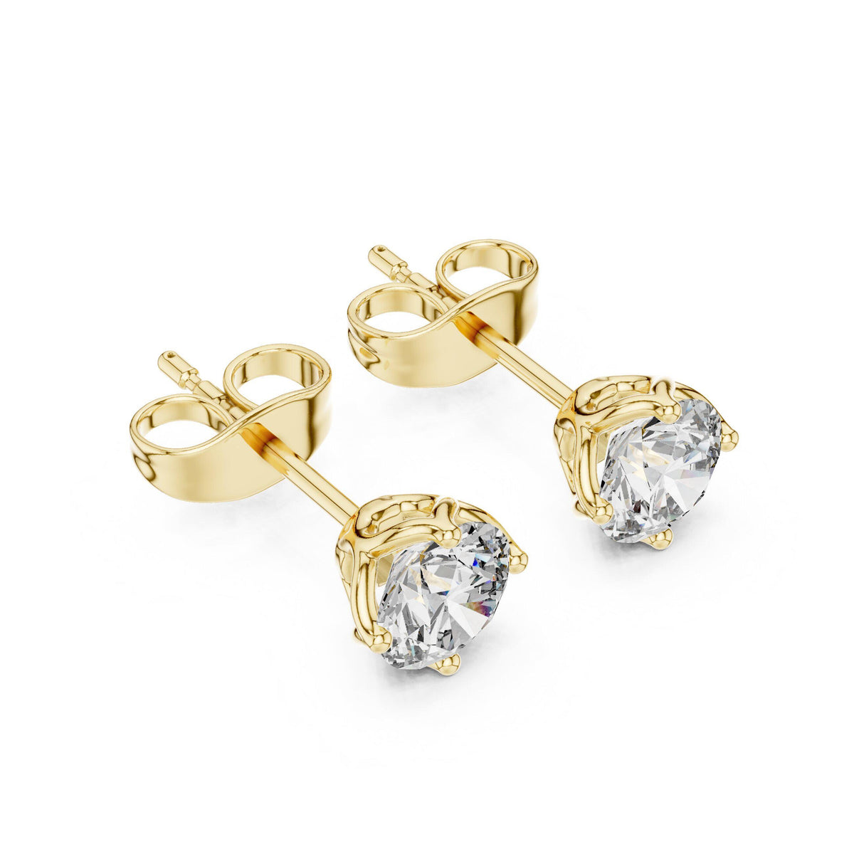 Round Moissanite Solitaire Stud Earrings – 925 Sterling Silver, 18K Gold Vermeil