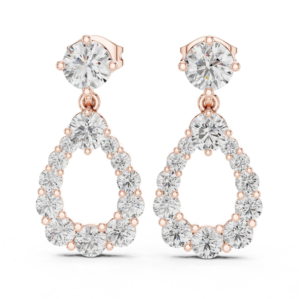 Open Teardrop Moissanite Drop Earrings – 925 Sterling Silver, 18K Gold Vermeil