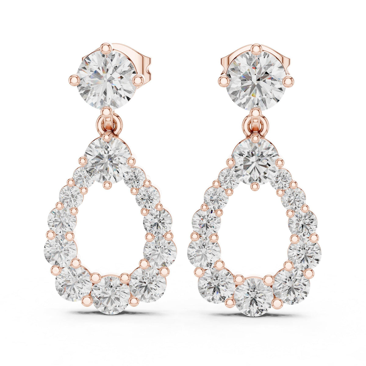 Open Teardrop Moissanite Drop Earrings – 925 Sterling Silver, 18K Gold Vermeil