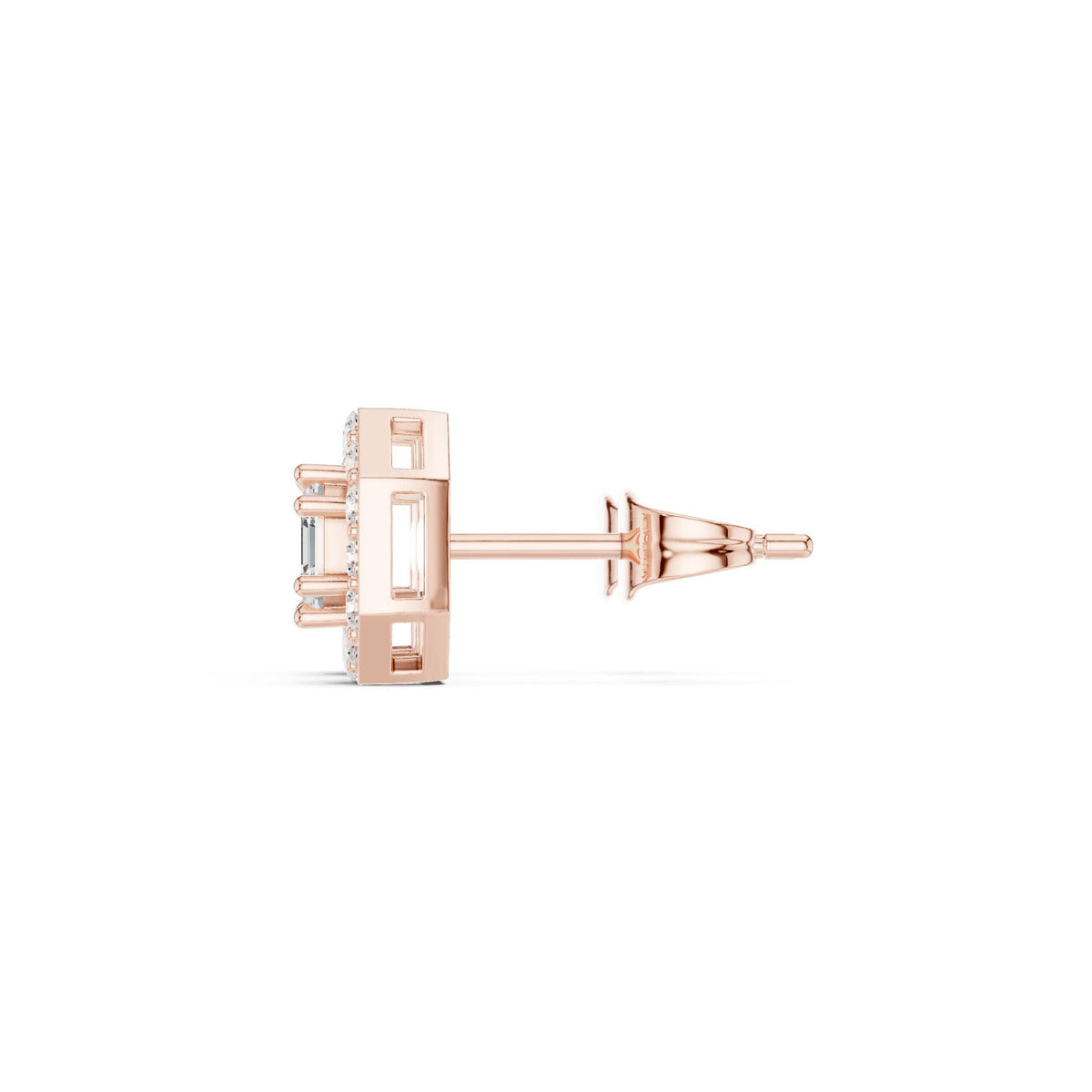 Emerald-Cut Moissanite Octagon Halo Stud Earrings – 925 Sterling Silver, 18K Gold Vermeil