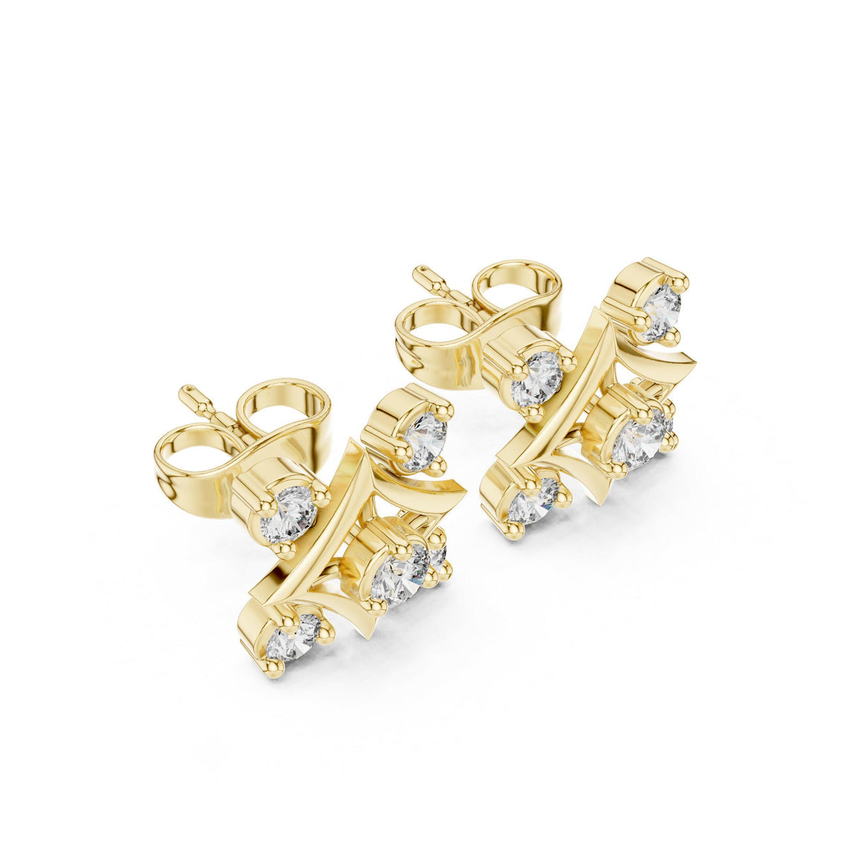 Moissanite Four-Point Star Frame Stud Earrings – 925 Sterling Silver, 18K Gold Vermeil