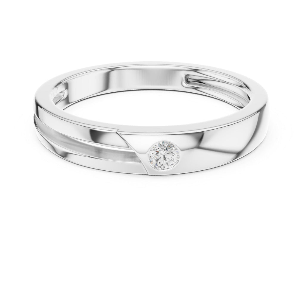 Men's Slim Moissanite Band with Round Accent Stone – 925 Sterling Silver, 18K Gold Vermeil