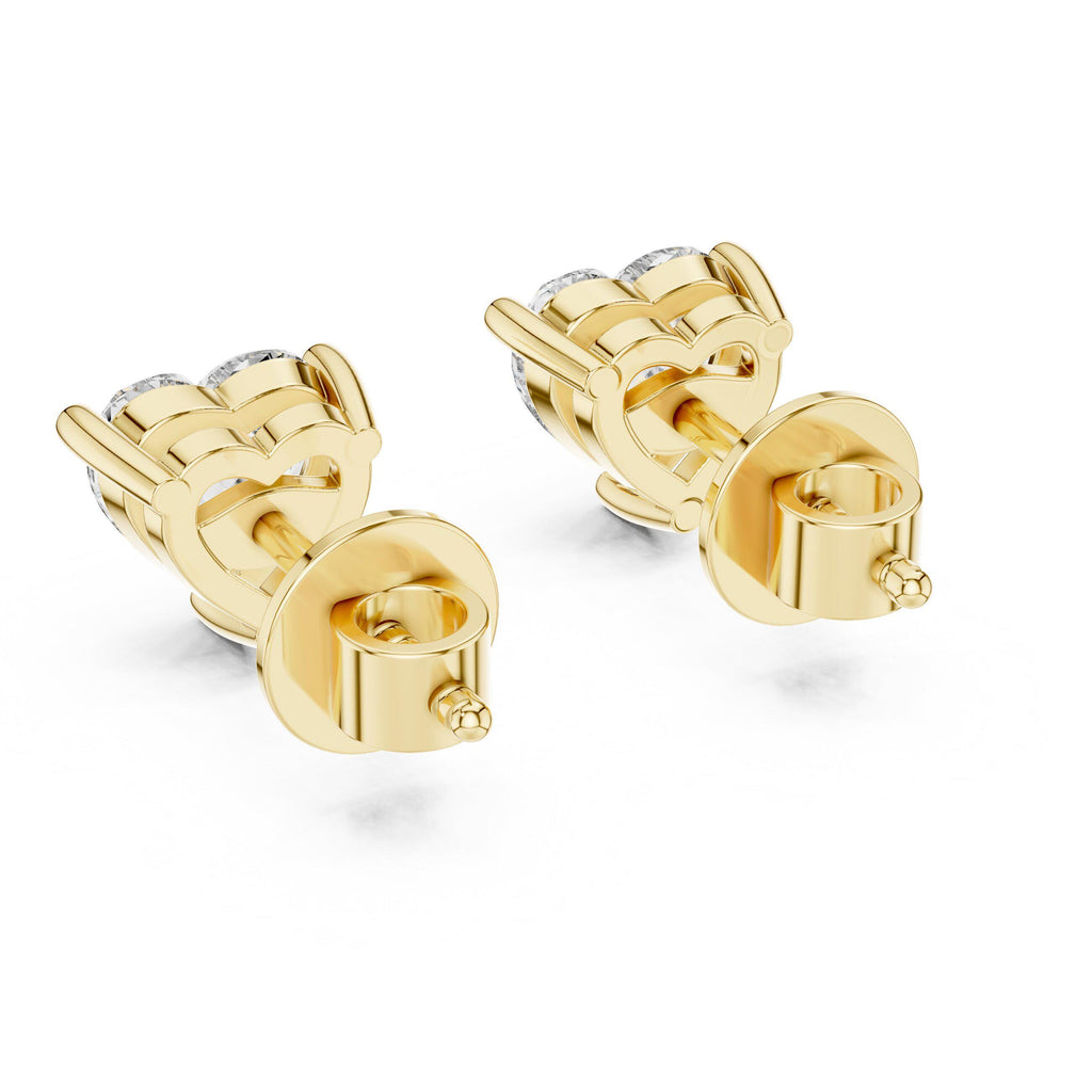 Heart Moissanite Stud Earrings – 925 Sterling Silver, 18K Gold Vermeil