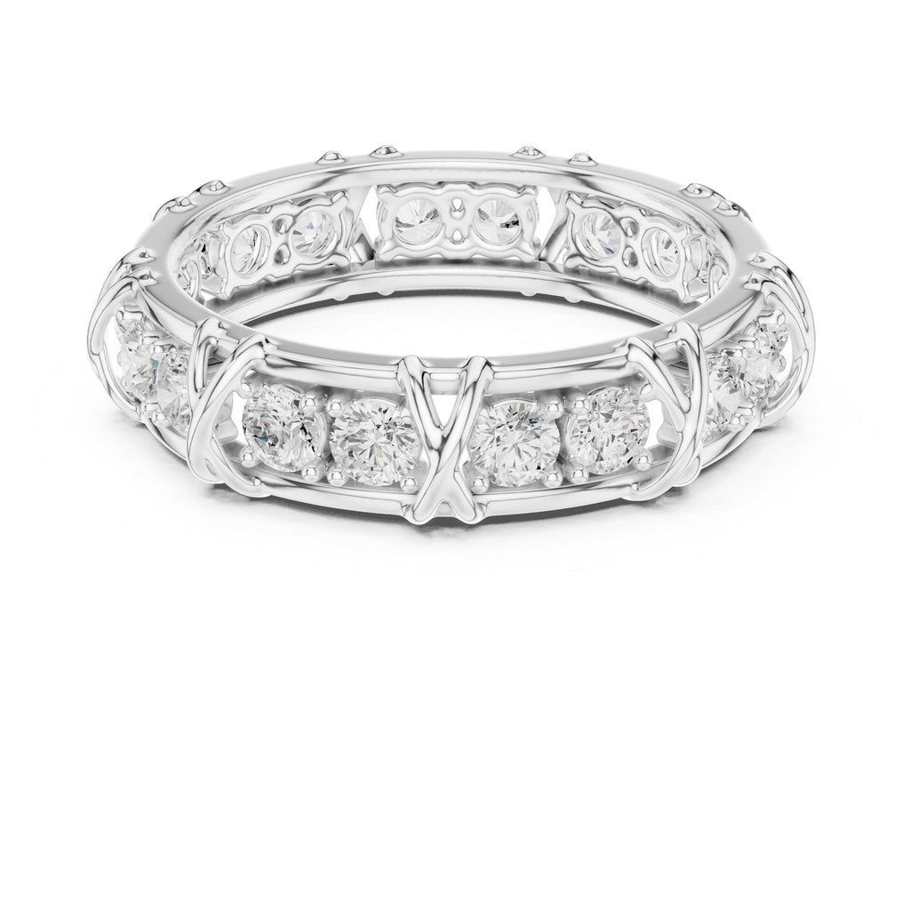 Men's Moissanite Eternity Band, X-Link Design – 925 Sterling Silver, 18K Gold Vermeil