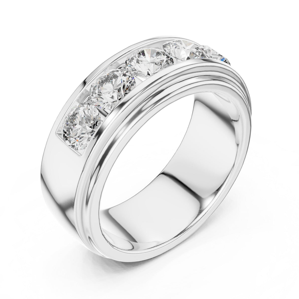 Wide Channel-Set Moissanite Band – 925 Sterling Silver, 18K Gold Vermeil