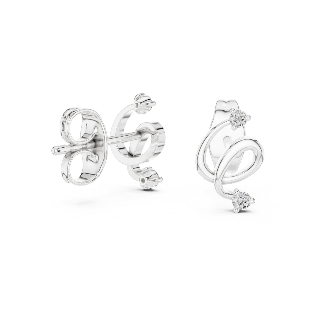 Moissanite Swirl Two-Stone Stud Earrings – 925 Sterling Silver, 18K Gold Vermeil