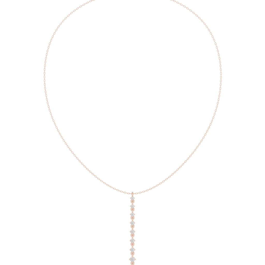 Moissanite Linear Drop Lariat Necklace – 925 Sterling Silver, 18K Gold Vermeil