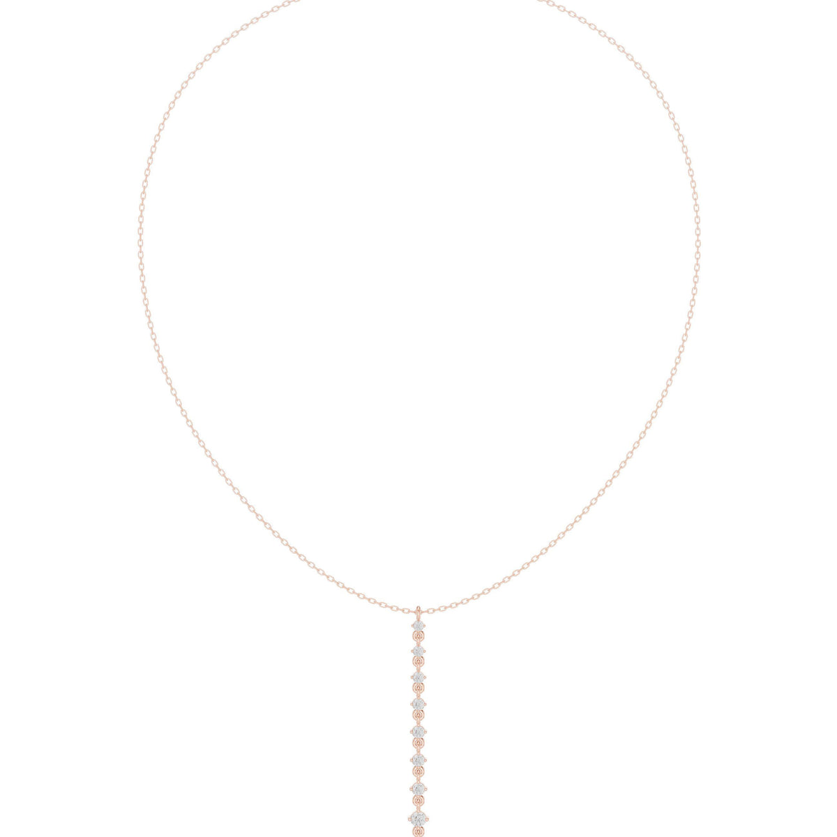 Moissanite Linear Drop Lariat Necklace – 925 Sterling Silver, 18K Gold Vermeil
