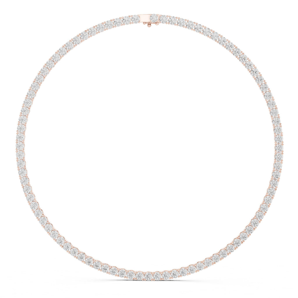 4mm Round Moissanite Tennis Necklace – 925 Sterling Silver, 18K Gold Vermeil