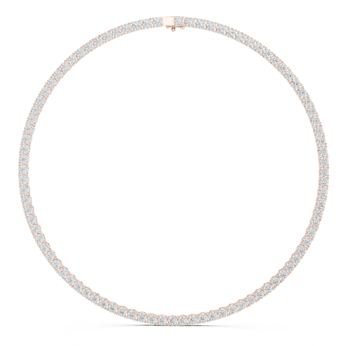 4mm Round Moissanite Tennis Necklace – 925 Sterling Silver, 18K Gold Vermeil