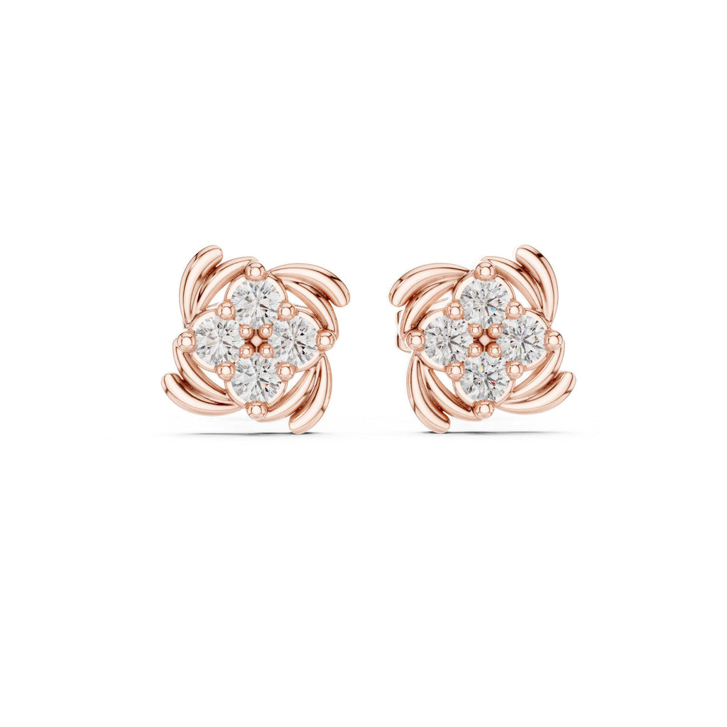 Moissanite Cluster Pinwheel Stud Earrings – 925 Sterling Silver, 18K Gold Vermeil