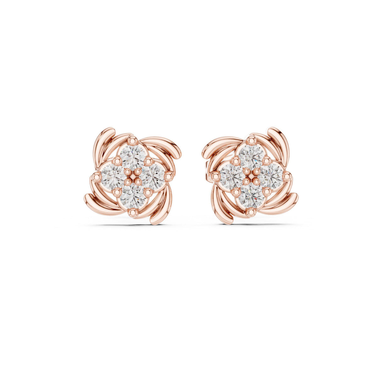 Moissanite Cluster Pinwheel Stud Earrings – 925 Sterling Silver, 18K Gold Vermeil