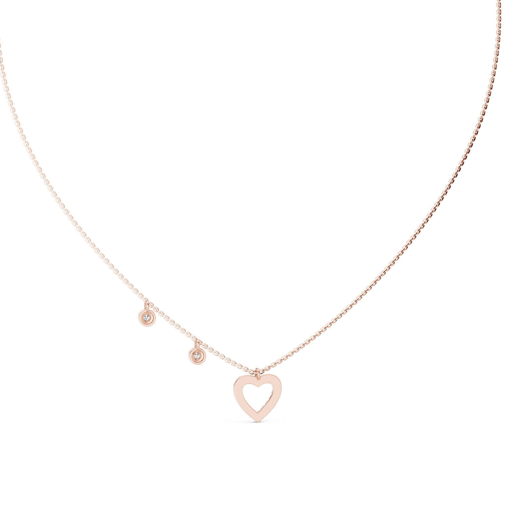 Heart Moissanite Pendant Necklace with Round Charms – 925 Sterling Silver, 18K Gold Vermeil